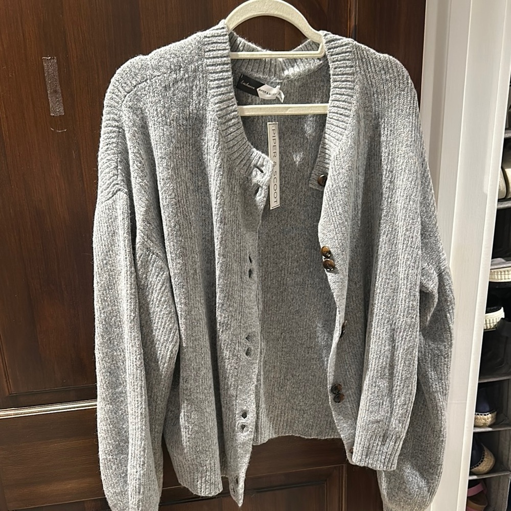 Gray Cardigan Sweater